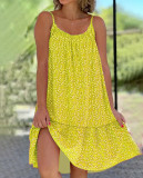 Plus Size Casual Crushed Flower Sling Midi Dress GYSM-W0735
