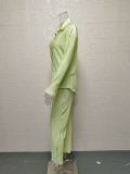 Solid Color Long Sleeve Split Shirt Pants Two Piece Set GYSM-W0513