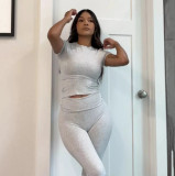 Solid Color Tops And Flare Pants 2 Piece Set GYSM-W0719