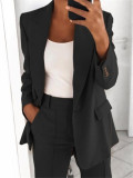 Plus Size Lapel Cardigan Blazer And Pants 2 Piece Set GYSM-W0298