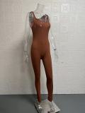 Rib Square Neck Slim Fit Yoga Jumpsuit GYSM-LTCX5203