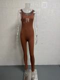 Rib Square Neck Slim Fit Yoga Jumpsuit GYSM-LTCX5203