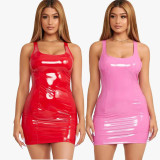 Sexy Sleeveless Faux Leather Zipper PU Dress GYSM-W0315