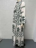 Plus Size Bohemian Print Long Sleeve Shirt Dress GYSM-W0704