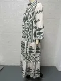 Plus Size Bohemian Print Long Sleeve Shirt Dress GYSM-W0704