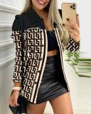 Long Sleeve Single-breasted Printed Lapel Coat GYSM-W0708