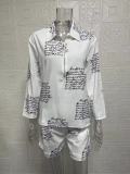 Print Long Sleeve Shirt Two Piece Shorts Set GYSM-W0553