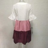 Plus Size Loose V-Neck Printed Ruffle Dress GYSM-W0291