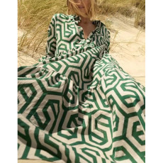 Long Sleeve Print Lapel Shirt Dress GYSM-W0515