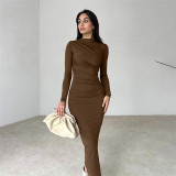 Solid Color Long Sleeve Slim Maxi Dress GYSM-W0723