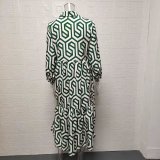 Long Sleeve Print Lapel Shirt Dress GYSM-W0515