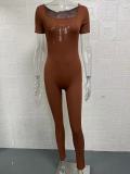 Rib Square Neck Slim Fit Yoga Jumpsuit GYSM-LTCX5203