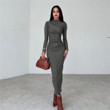Solid Color Long Sleeve Slim Maxi Dress GYSM-W0723