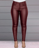 Solid Color PU Leather Casual Pencil Pants GYSM-W0314