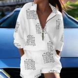 Print Long Sleeve Shirt Two Piece Shorts Set GYSM-W0553