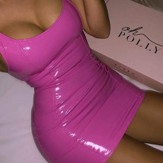 Sexy Sleeveless Faux Leather Zipper PU Dress GYSM-W0315