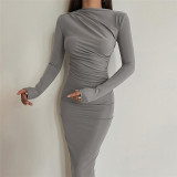 Solid Color Long Sleeve Slim Maxi Dress GYSM-W0723