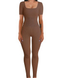 Rib Square Neck Slim Fit Yoga Jumpsuit GYSM-LTCX5203