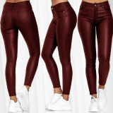 Solid Color PU Leather Pencil Pant GYSM-W0313