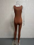 Rib Square Neck Slim Fit Yoga Jumpsuit GYSM-LTCX5203