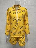 Print Long Sleeve Shirt Two Piece Shorts Set GYSM-W0553