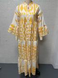 Plus Size Bohemian Print Long Sleeve Shirt Dress GYSM-W0704
