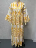 Plus Size Bohemian Print Long Sleeve Shirt Dress GYSM-W0704