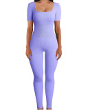 Rib Square Neck Slim Fit Yoga Jumpsuit GYSM-LTCX5203