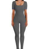 Rib Square Neck Slim Fit Yoga Jumpsuit GYSM-LTCX5203