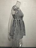 Fashion Backless Houndstooth Print Casual Dress GYSM-W0501