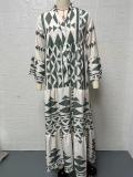 Plus Size Bohemian Print Long Sleeve Shirt Dress GYSM-W0704