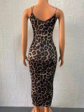 Sling V Neck Print Midi Dress GYSM-W0253
