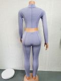 Solid Color Long Sleeve Pants Sport Two Piece Set GYSM-W0305