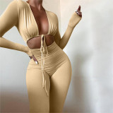 Long Sleeve Tie Up Hollow Out Jumpsuit GYSM-W0301