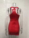 Sexy Sleeveless Faux Leather Zipper PU Dress GYSM-W0315