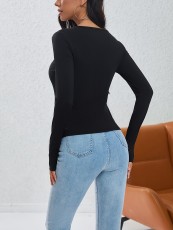 Button Irregular Knit Bottom Shirt Top GYSM-LIU-WP-023