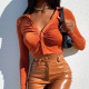 Pleated Lapel Single Breasted Long Sleeve Shirt GYSM-W0292