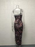 Sexy Print One-Shoulder Sling Split Bodycon Dress GYSM-W0510
