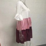 Plus Size Loose V-Neck Printed Ruffle Dress GYSM-W0291