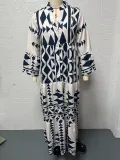 Plus Size Bohemian Print Long Sleeve Shirt Dress GYSM-W0704