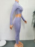 Solid Color Long Sleeve Pants Sport Two Piece Set GYSM-W0305