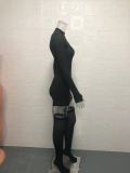 Solid Long Sleeve Sexy Buckle Sock Dress Two Piece Set GYSM-W0316