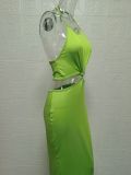 Sexy Solid Color Backless Halter Maxi Dress GYSM-W0512