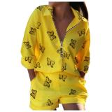 Print Long Sleeve Shirt Two Piece Shorts Set GYSM-W0553
