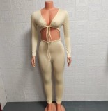 Long Sleeve Tie Up Hollow Out Jumpsuit GYSM-W0301