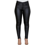 Solid Color PU Leather Casual Pencil Pants GYSM-W0314