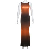 Backless Split Sleeveless Bodycon Dress XEF-45423