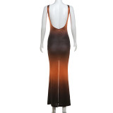 Backless Split Sleeveless Bodycon Dress XEF-45423