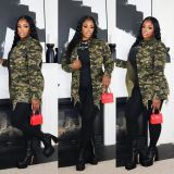 Camouflage Print Long Sleeve Holes Shirt OD-8661