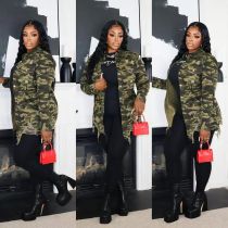 Camouflage Print Long Sleeve Holes Shirt OD-8661
